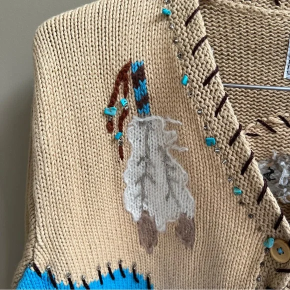 Storybook Knits  Aztec western embroidered sweater M - Picture 5 of 8